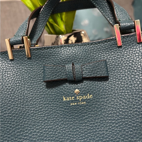 EUC - Kate Spade Teal Blue Bag with detachable Crossbody Strap - Picture 4 of 15